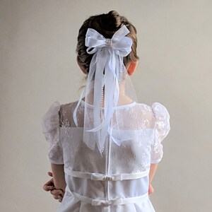 First Communion Bow Headpiece Ribbon Streamers No Veil Fast Shipping Velo de Primera Comunion
