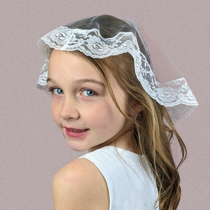 First Communion Veil Lace Doily Chapel Cap Simple Choose Size Color Velo de Primera Comunion image 1