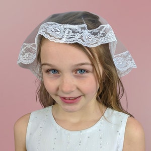 First Communion Veil Lace Doily Chapel Cap Simple Choose Size Color Velo de Primera Comunion image 4