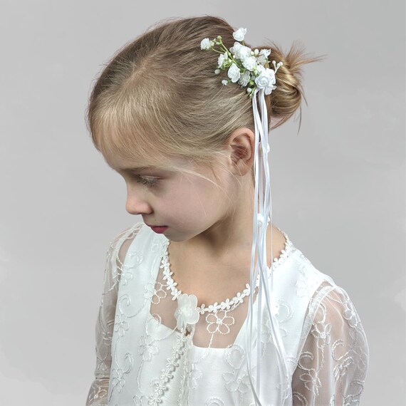 First Communion Headpiece Veil Comb Baby's Small Breath Floral