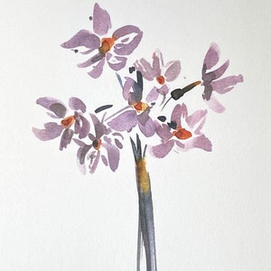 Cartão postal narciso, aquarela, cartão de flores, A6