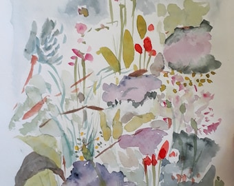 Ulrike Mohme signed unique Women at the Lake Original watercolour and cold needle etching