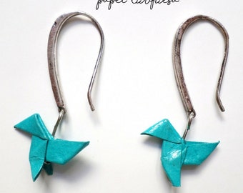 Origami boat earrings
