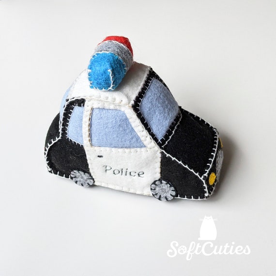Spielzeug Polizei Auto. Polizei Auto Kuscheltier. Filz auto
