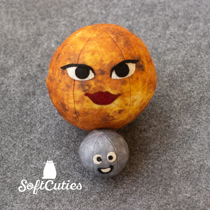 Mercury and Venus Soft Toys. Solar System. Toy Globe. Felt