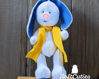 Felt Easter Bunny. Soft Toy Rabbit. Stuffed Bunny. Toy Hare.