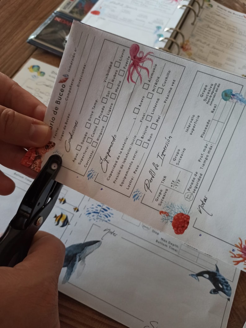 Digital Pages SCUBA Dive Logbook, Divers Log Book, A5 Divelog Sheets, SCUBA Diving Log Pages