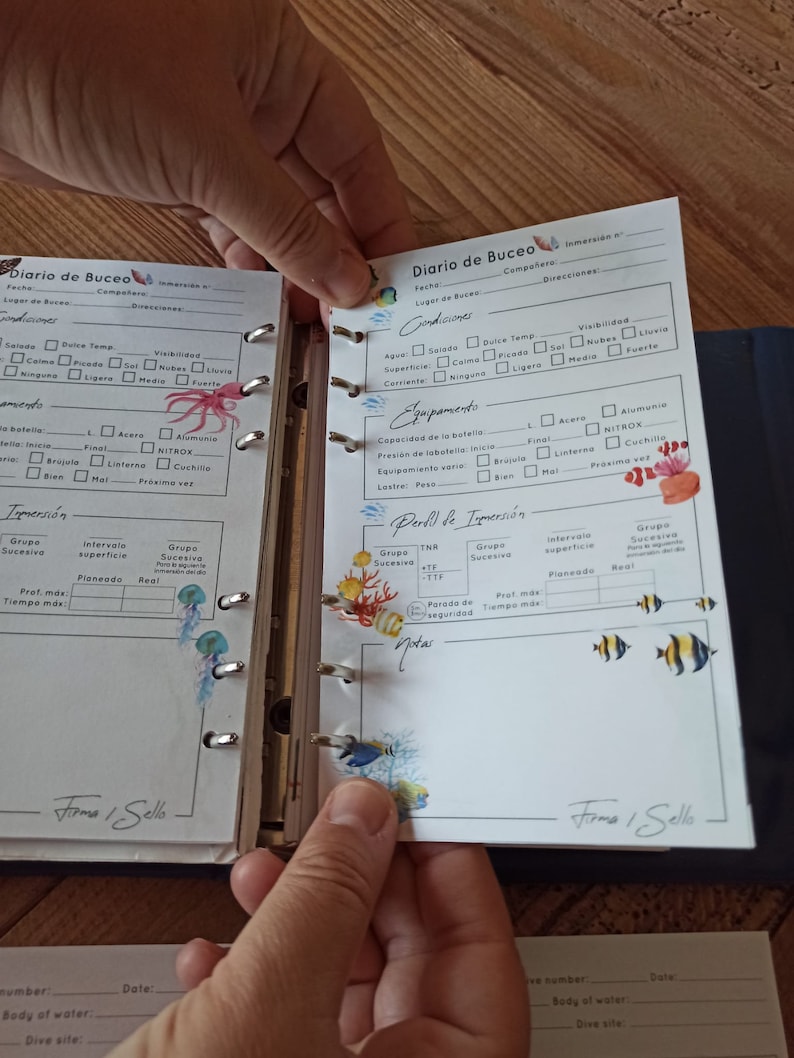 Digital Pages SCUBA Dive Logbook, Divers Log Book, A5 Divelog Sheets