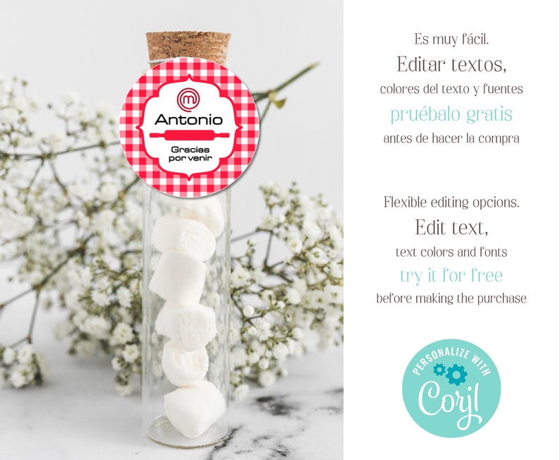 Personalised Masterchef Stand up Editable Cupcake Toppers / Thank You ...