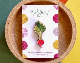 Beetroot Wooden Pin Badge | Vegetable Lover Gift | Stocking Filler