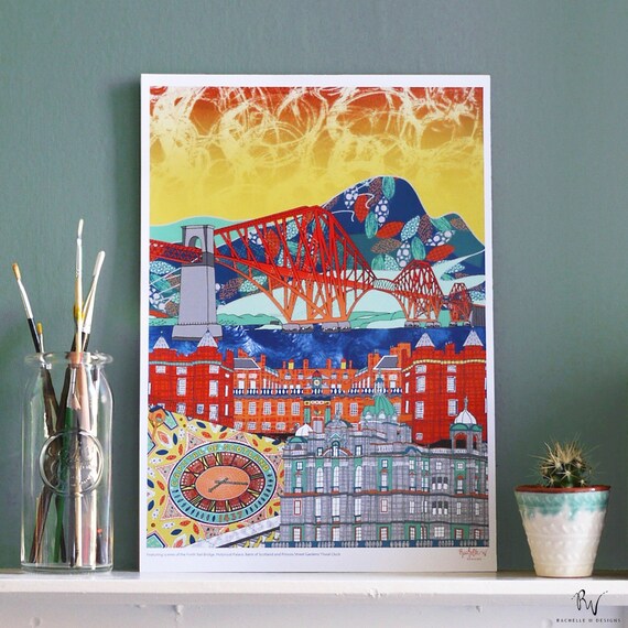 Scenes of Edinburgh Print A3 or A4 size Featuring the Forth Etsy