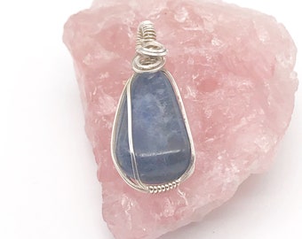 Crystal Pendant necklace (wire-wrapped) Sodalite