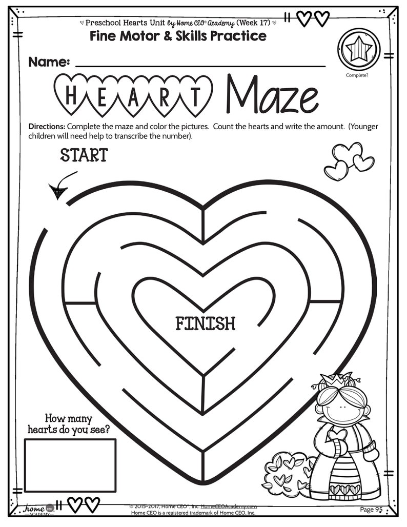 Preschool Homeschool Hearts Unit Etsy