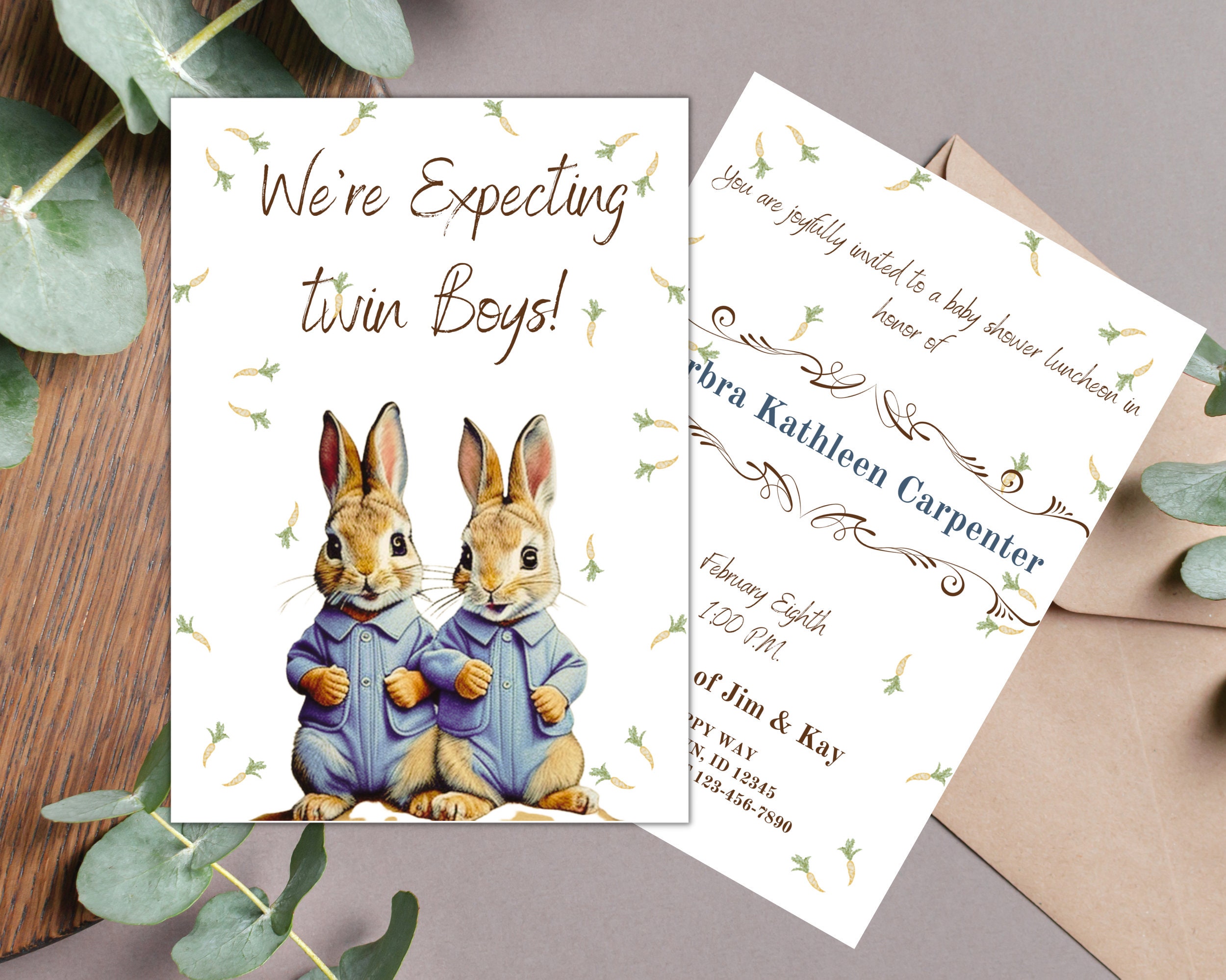 Editable Peter Rabbit Baby Shower Invitation Bundle, Blue Peter Rabbit ...