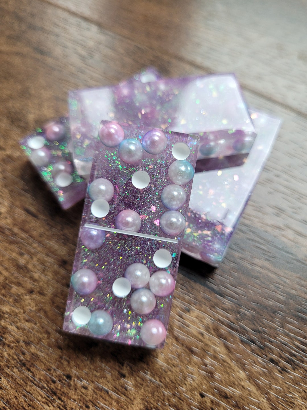 Pearl Bead and Resin Double Six Domino Set Etsy