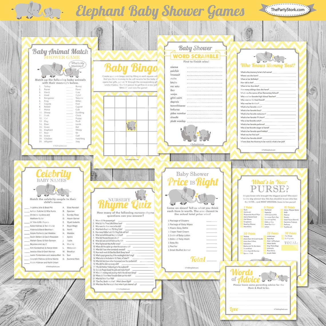 Little Peanut Baby Shower Games Yellow, Elephant Baby Shower Games ...