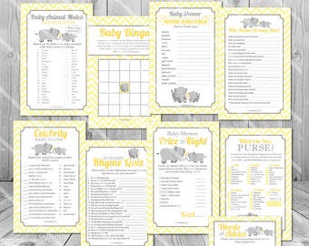 Little Peanut Baby Shower Games Yellow, Elephant Baby Shower Games Printable, Baby Shower Game Package, Yellow and Gray Baby Shower Games