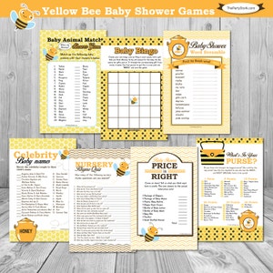 Bee Baby Shower Games Printable, Bumble Bee Baby Shower Games Mommy to Be Baby Shower Games Printable, Bee Themed Baby Shower Game Package