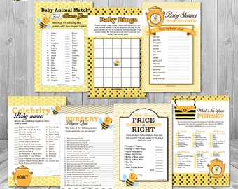 Bumble Bee Baby Shower Games, Bee Themed Baby Shower Games Printable ...