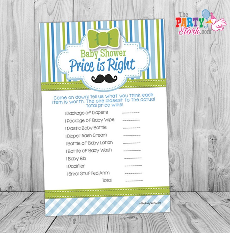 Little Man Price Is Right Baby Shower Game Printable Bowtie Etsy