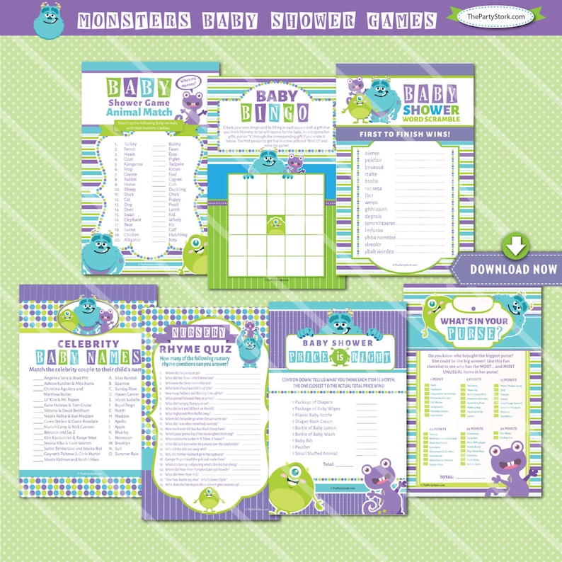Monsters Inc Baby Shower Games Printables Monster Baby Shower