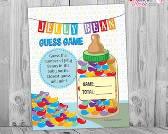 Candy Guessing Game, Jelly Bean Guess Game, Candy Guess Baby Shower Game, Baby Bottle Guess Game, Printable, Gender Neutral Boy or Girl