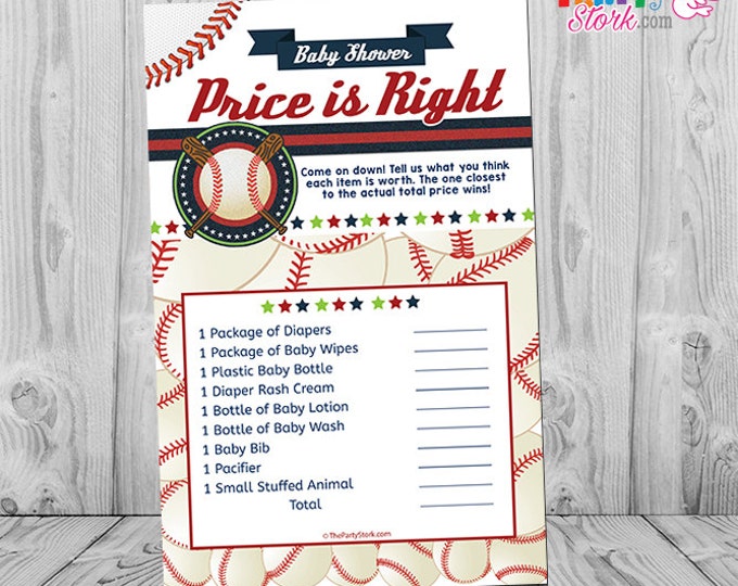 Baseball Baby Shower Game, Baby Shower Games Printable, Baseball Price ...