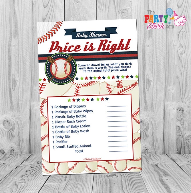 Baseball Baby Shower Game, Baby Shower Games Printable, Baseball Price ...