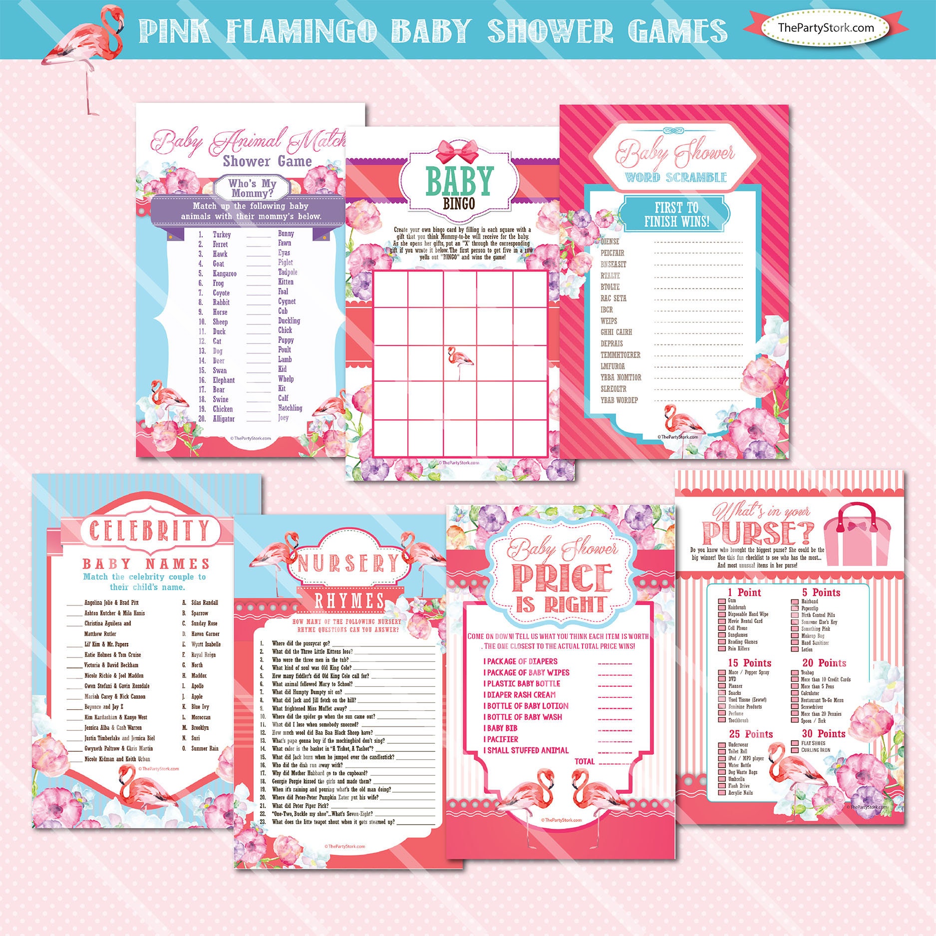 Flamingo Baby Shower Games Pink Flamingo Baby Shower Printable Etsy Flamingo Baby Shower Games Pink Flamingo Baby Shower Printable Etsy