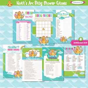 Noah's Arc Baby Shower Games: Bingo Cards, Price is Right, Nursery Rhyme, Printable Boy or Girl Baby Shower Game Package, INSTANT DOWNLOAD