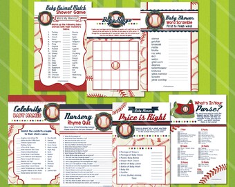 Baseball Baby Shower Games Baseball Theme, Bingo, Price is Right, Word Scramble Printable Boy Baby Shower Game Package Pack INSTANT DOWNLOAD