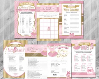 Tutu Cute Baby Shower Games: Ballerina Theme, Bingo, Price is Right, Word Scramble, Printable Girl Ballet Shower Game Pack, INSTANT DOWNLOAD
