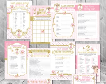 Princess Baby Shower Games Girl Baby Shower Games Package Little Princess Baby Shower Games Pink and Gold Baby Shower Games Printable Bundle