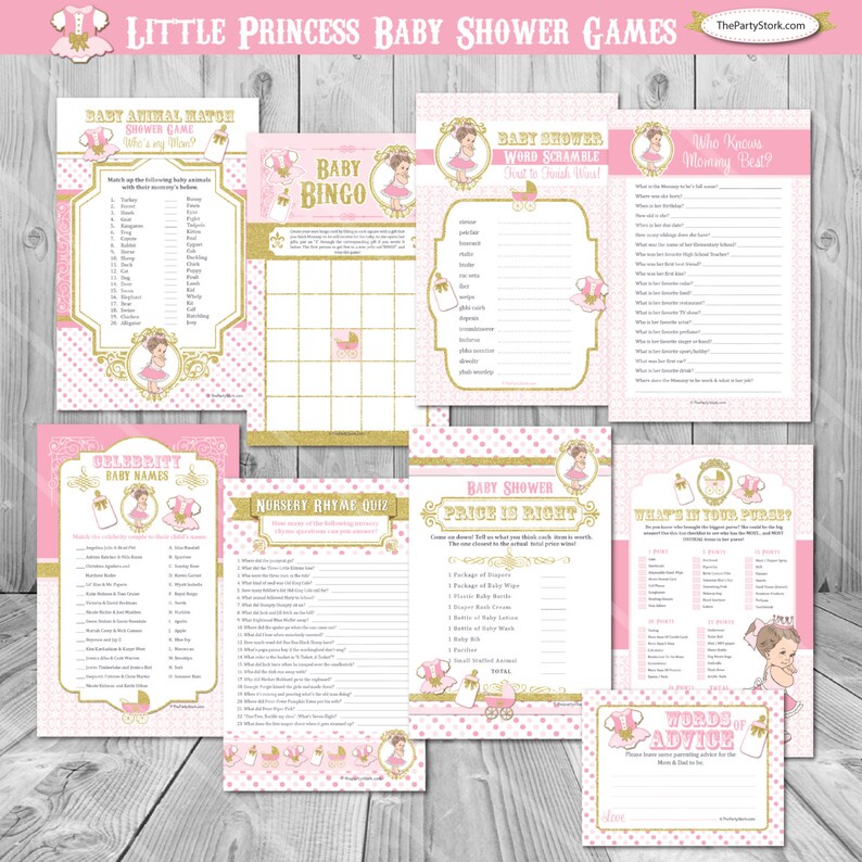 Princess Baby Shower Games Girl Baby Shower Games Package Little ...
