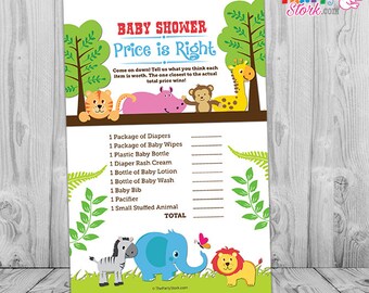 Safari Baby Shower Game, Price is Right Safari Baby Shower Game, Printable Jungle Themed Baby Shower Game Digital, INSTANT DOWNLOAD