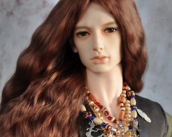 Long BJD Wig Angora goat - Spicy Chestnut 5-6" - 9-10"