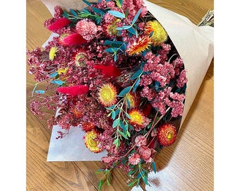 Large Dried Flower Bouquet, Gift Wrapped Dried Flowers, Everlasting Floral Arrangement, Home Decor