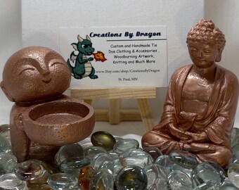 Buddhist Monk Tealight Holder & Buddha Figurine Set
