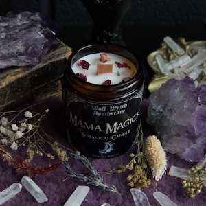 Mama Magick / Witchy Mum Candle, Full Moon Candle, New Mom Candle, Rose Quartz Candle, Wooden Wick Candle
