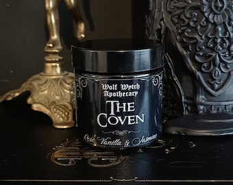 Witchy Stocking Filler Candle, The Coven Witch Candle, Gothic Black Wax Candle Xmas Gift