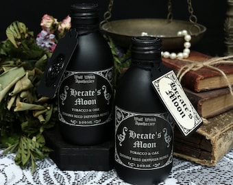 Recambio para difusor de varillas de bruja Hécate, regalo de bruja de jardín, difusor de varillas de boticario gótico, decoración gótica para el hogar, aroma a tabaco y roble.