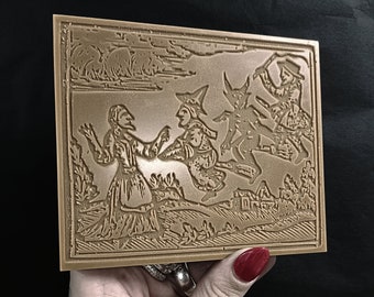 Ceras derretidas de brujería medieval, regalo de cera derretida de terror popular, brujas en escobas, aroma a limón y vainilla