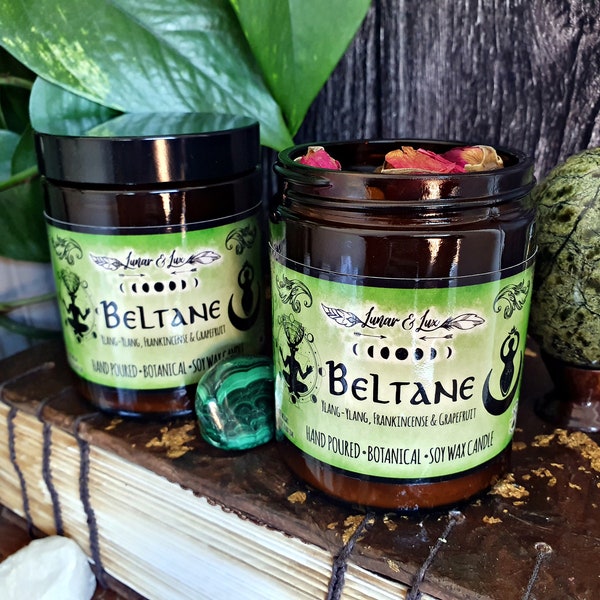 Beltane Candle, Pagan Sabbat Candle, Crystal Candle for Witches, Summer Solstice Gift, Witch Candle, Fertility Candle, Limited Edition!