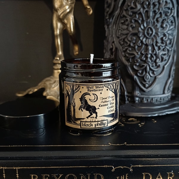 Candle Stocking Filler, Witchy Secret Santa Gift, Black Phillip Goat Candle, The Vvitch Gothic Christmas Candle, Black Wax Candle
