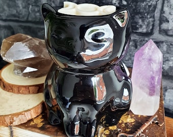 Black Cat Wax Burner / Witchy Oil Burner / Witchy Gift / Pagan Gift / Witchcraft Gift