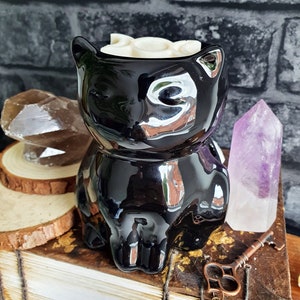 Black Cat Wax Burner / Witchy Oil Burner / Witchy Gift / Pagan Gift / Witchcraft Gift