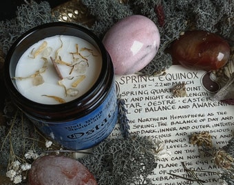 Ostara Candle, Pagan Sabbat Candle, Crystal Candle for Witches, Spring Equinox Gift, Limited Edition!