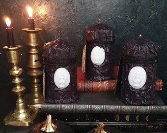 Black Drip Candle, Gothic Baphomet Candle, Witchy Pillar Candle, Vegan Witches Candle // Tobacco & Honey