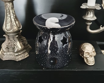 Brûleur de cire d&#39;astrologie, chauffe-cire du zodiaque, brûleur à huile de sorcellerie, cadeau de sorcière, cadeau de sorcellerie païenne