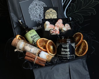 Hygge Gift Box / Mothers Day Gift, Self Care Gift Box, Woodland Gift, Crystal Infused Candle, Vegan Candle set, Vanilla Candle Gift